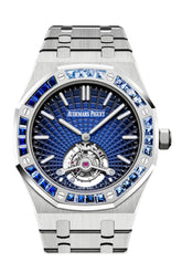 Audemars Piguet Royal Oak 41 Tourbillon Extra-Thin Platinum Blue Dial Mens Watch